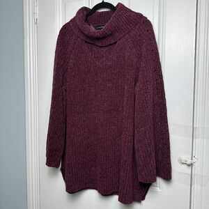 Lane Bryant Sweater Women 18/20 Purple Jewel Tone Pullover Chenille Cowl Neck